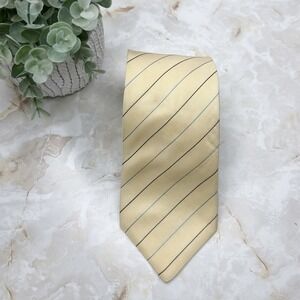 Brioni Yellow Blue Diagonal Stripe Silk Tie 3 1/2" - 60"